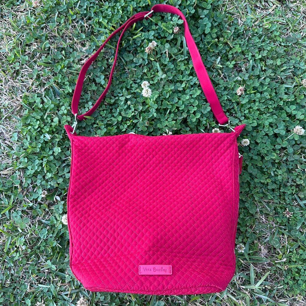 Vera Bradley Carson Hobo Cardinal Red Microfiber Shoulder Bag Purse NWOT